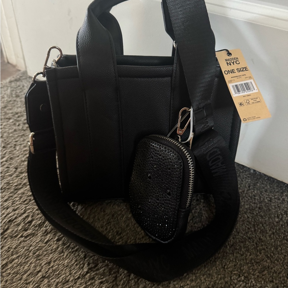 Black Crossbody Bag with Mini Pouch